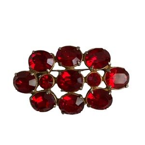 Vintage 1930s Ruby Crystal Foil Back Brooch